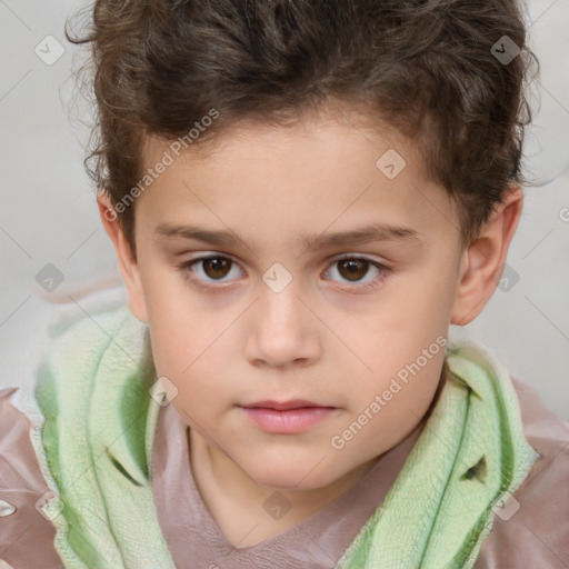 Neutral white child male with short  brown hair and brown eyes