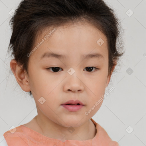 Neutral white child female with short  brown hair and brown eyes