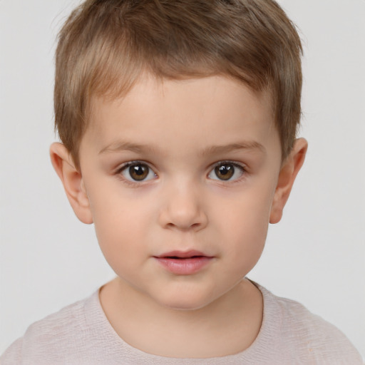 Neutral white child male with short  brown hair and brown eyes