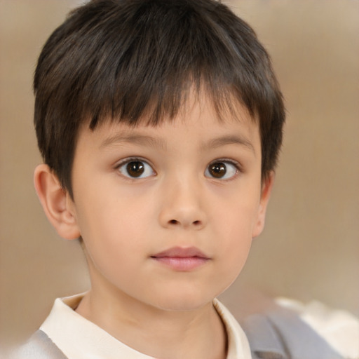 Neutral asian child male with short  brown hair and brown eyes