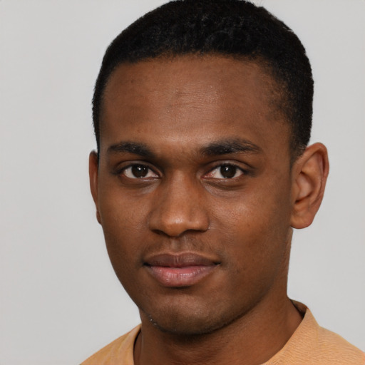 Neutral latino young-adult male with short  brown hair and brown eyes