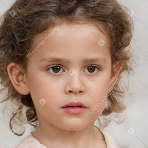 Neutral white child female with medium  brown hair and brown eyes