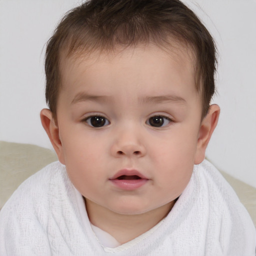 Neutral white child male with short  brown hair and brown eyes