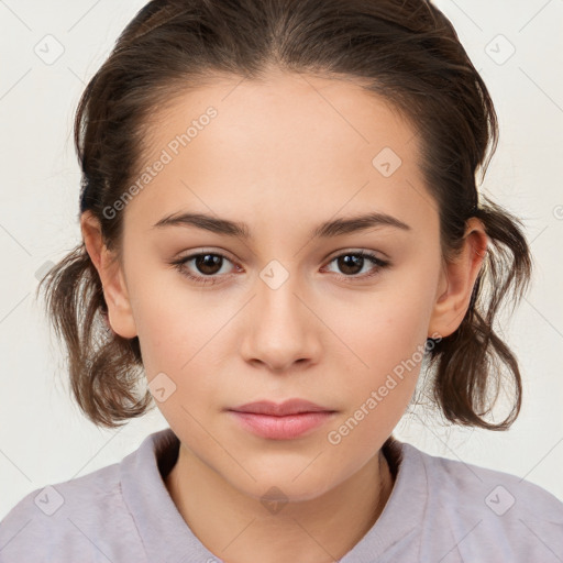 Neutral white child female with medium  brown hair and brown eyes