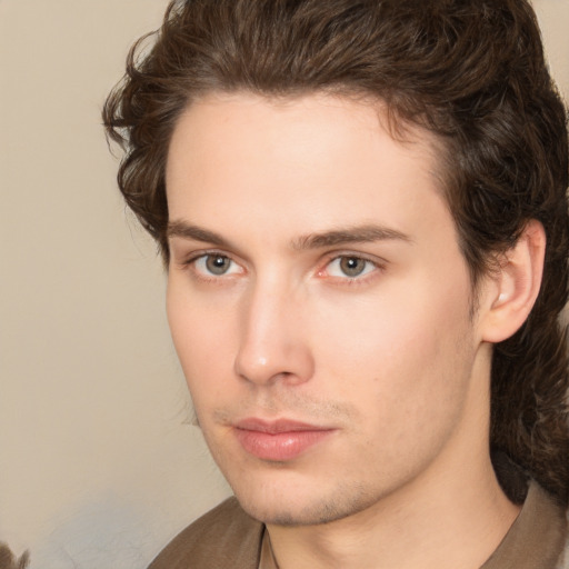 Neutral white young-adult male with medium  brown hair and brown eyes