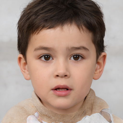 Neutral white child male with short  brown hair and brown eyes