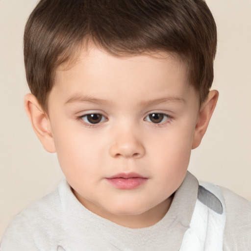 Neutral white child male with short  brown hair and brown eyes