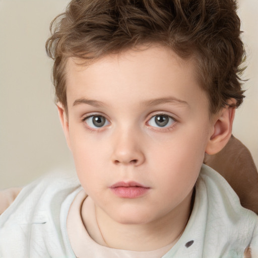 Neutral white child male with short  brown hair and brown eyes