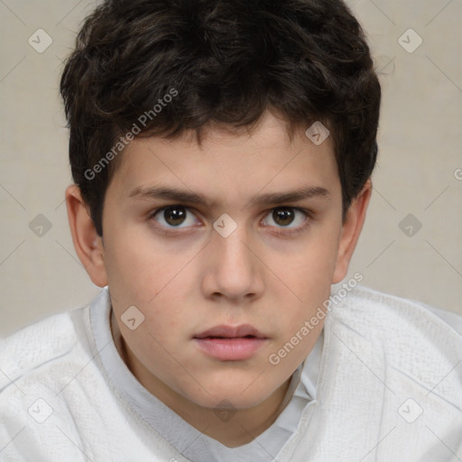 Neutral white child male with short  brown hair and brown eyes