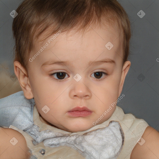 Neutral white child male with short  brown hair and brown eyes