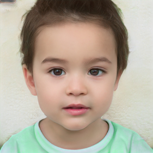 Neutral white child female with short  brown hair and brown eyes