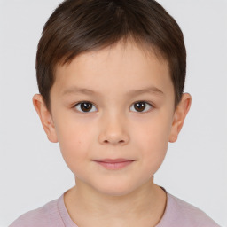 Neutral white child male with short  brown hair and brown eyes