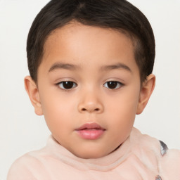 Neutral white child female with short  brown hair and brown eyes