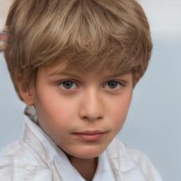 Neutral white child male with short  brown hair and grey eyes