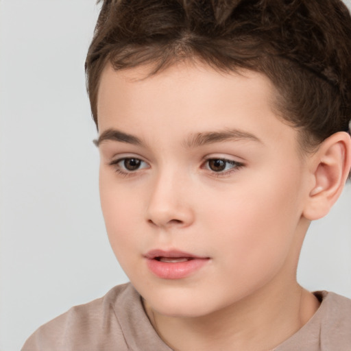 Neutral white child female with short  brown hair and brown eyes