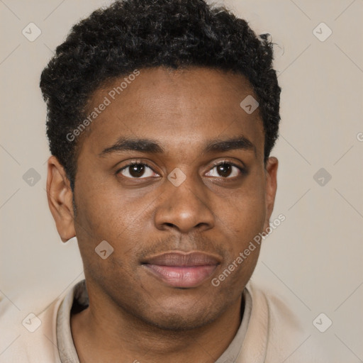 Neutral black young-adult male with short  brown hair and brown eyes