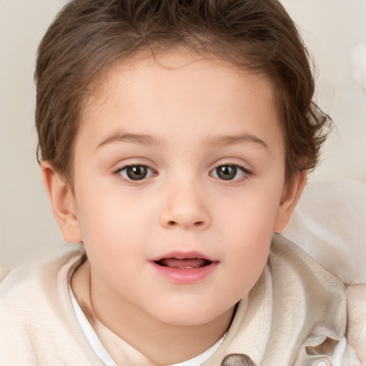 Neutral white child female with short  brown hair and brown eyes