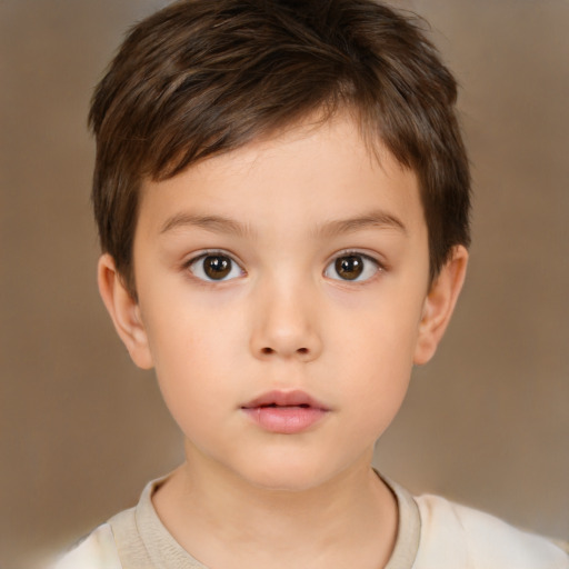 Neutral white child male with short  brown hair and brown eyes