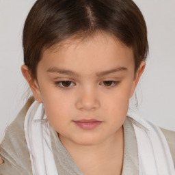 Neutral white child female with short  brown hair and brown eyes