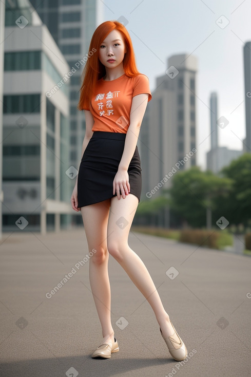 Chinese adult female with  ginger hair