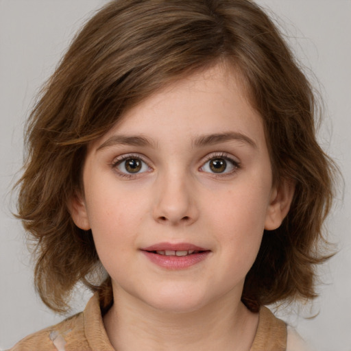 Neutral white child female with medium  brown hair and brown eyes