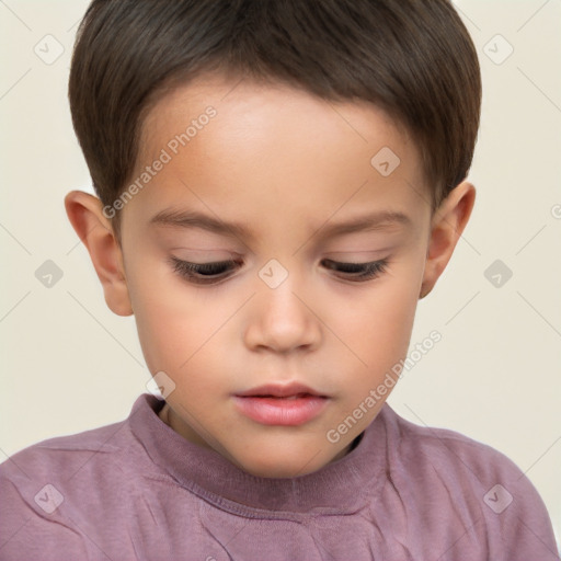 Neutral white child male with short  brown hair and brown eyes