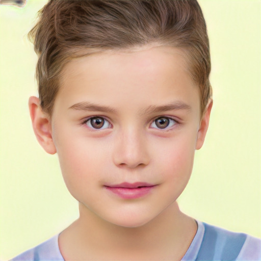 Neutral white child female with short  brown hair and brown eyes