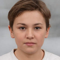 Neutral white child female with short  brown hair and brown eyes