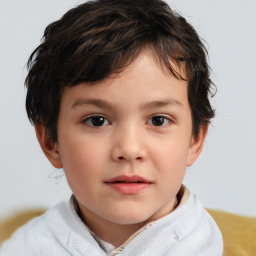 Neutral white child female with short  brown hair and brown eyes