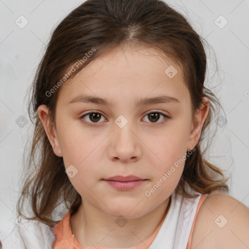 Neutral white child female with medium  brown hair and brown eyes