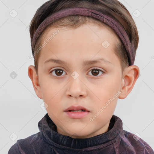 Neutral white child male with short  brown hair and brown eyes