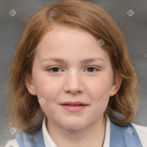 Neutral white child female with medium  brown hair and brown eyes