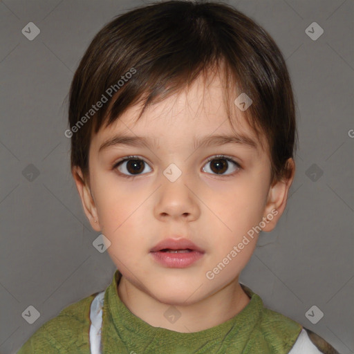 Neutral white child male with short  brown hair and brown eyes