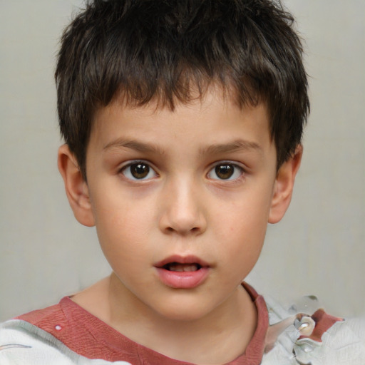 Neutral white child male with short  brown hair and brown eyes