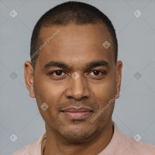 Neutral latino young-adult male with short  brown hair and brown eyes