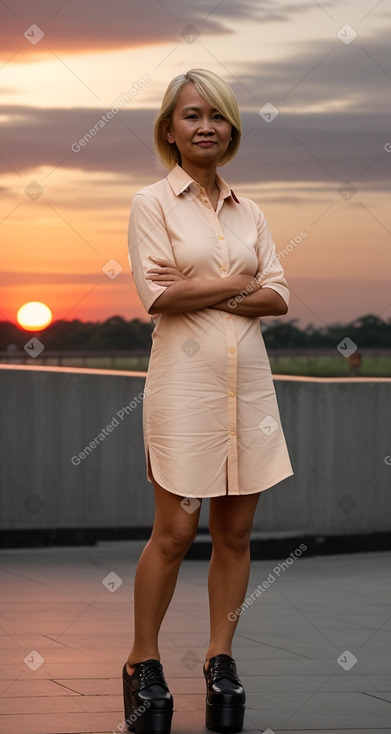 Indonesian middle-aged female with  blonde hair