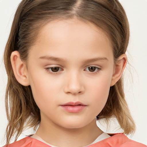 Neutral white child female with medium  brown hair and brown eyes