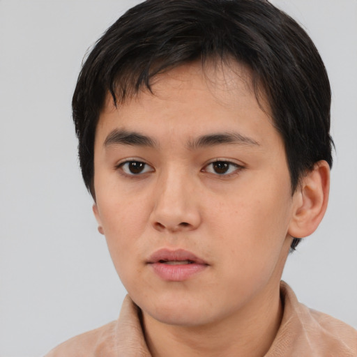 Neutral asian young-adult male with medium  brown hair and brown eyes