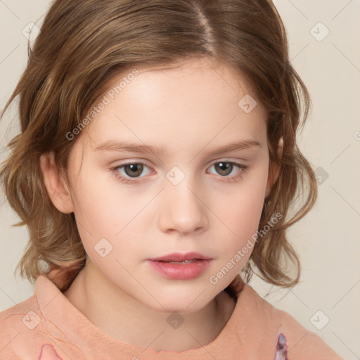 Neutral white child female with medium  brown hair and brown eyes