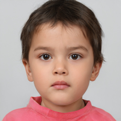 Neutral white child male with short  brown hair and brown eyes