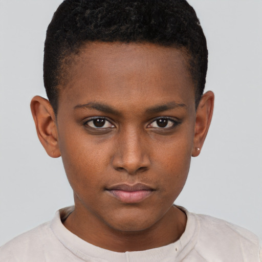 Neutral black young-adult female with short  brown hair and brown eyes