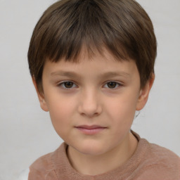 Neutral white child female with short  brown hair and brown eyes