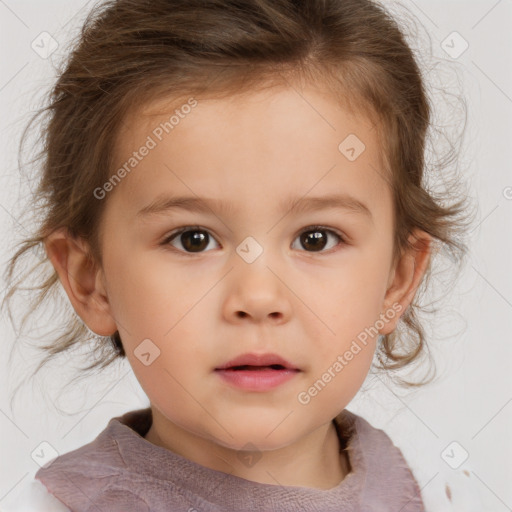 Neutral white child female with medium  brown hair and brown eyes