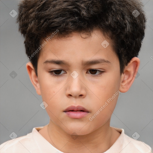 Neutral white child male with short  brown hair and brown eyes