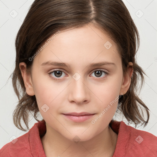 Neutral white child female with medium  brown hair and brown eyes