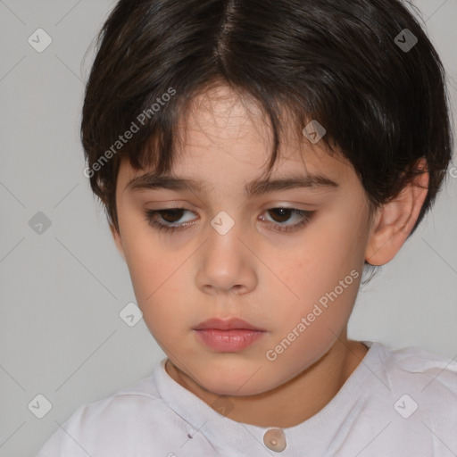 Neutral white child female with medium  brown hair and brown eyes