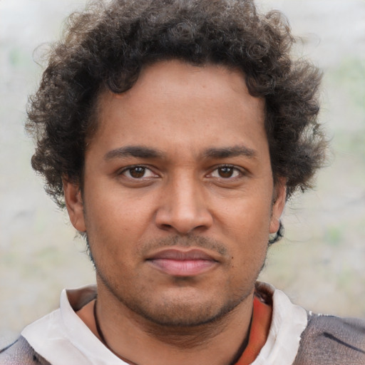 Neutral black young-adult male with short  brown hair and brown eyes