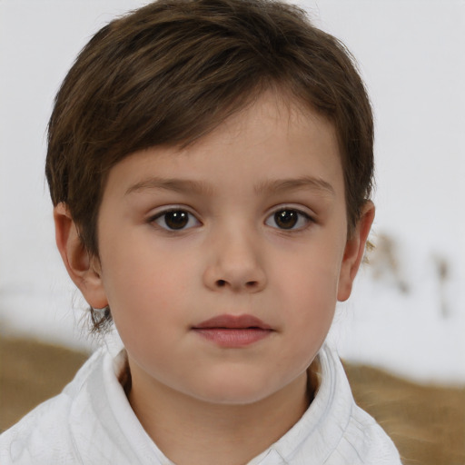 Neutral white child female with short  brown hair and brown eyes