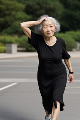 Chinese elderly female with  black hair