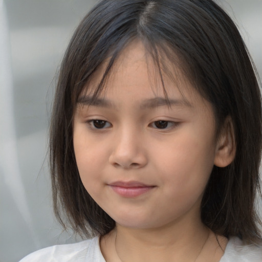 Neutral white child female with medium  brown hair and brown eyes